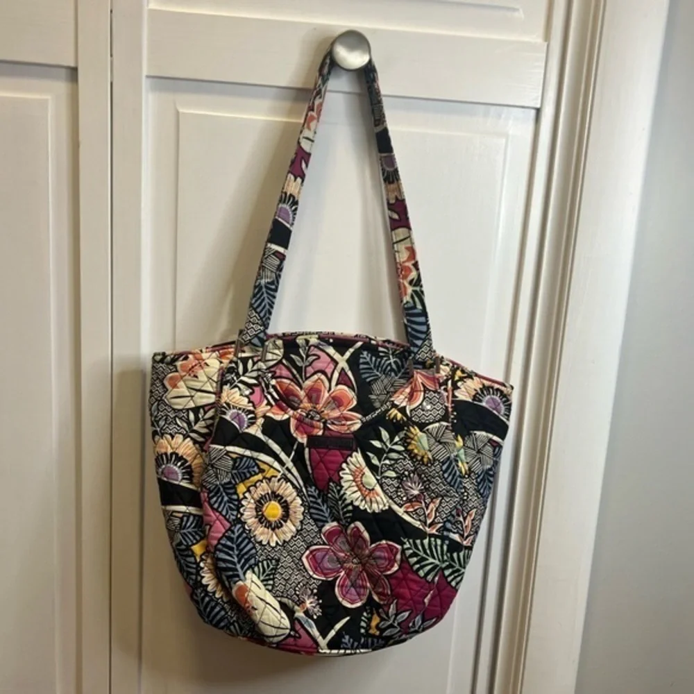 Vera Bradley Floral Print Shoulder Bag Color Black, Pink, Purple, Yellow, Blue